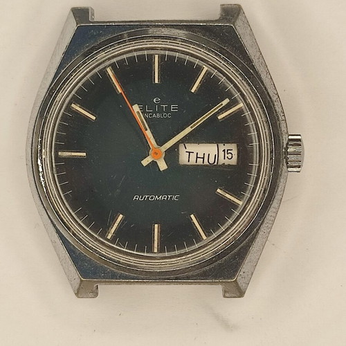 Elite Automatic Day-Date Vintage Swiss Made Watch used, men's silver