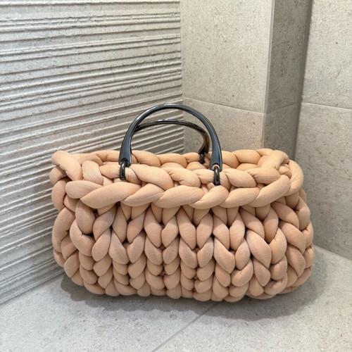 Handmade beige handbag new with metal handles
