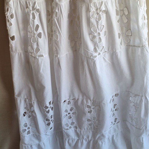 On Line Small White Maxi Dress Broderie Anglaise Boho Halterneck