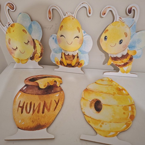 Wooden figures set of 5, 40 cm, decorative bases