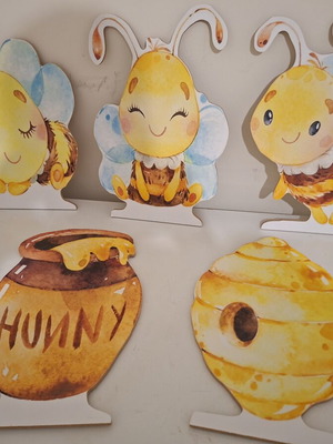 Wooden figures set of 5, 40 cm, decorative bases