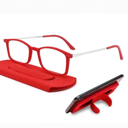 Presbyopic glasses 1.5 new with red silicone phone case