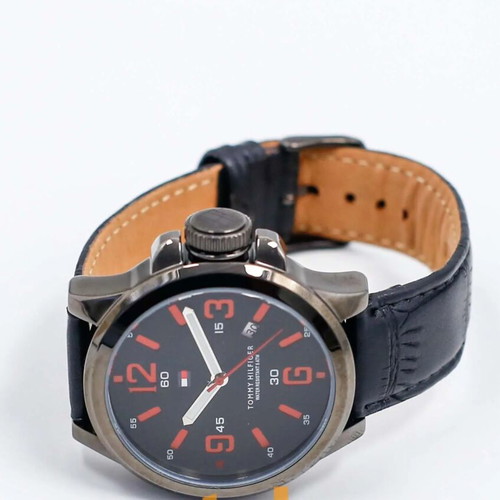 Tommy Hilfiger men's wristwatch new, black dial with red hands