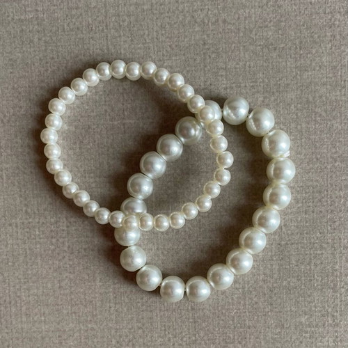Pearl two bracelets new, white and beige