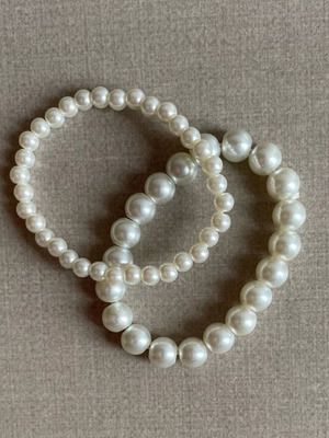Pearl two bracelets new, white and beige