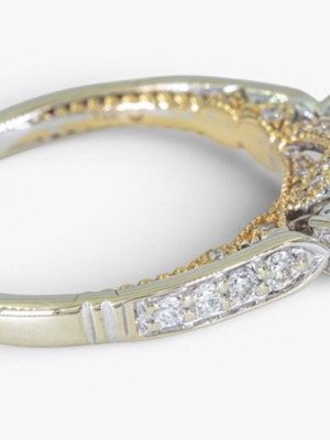 Disney 14K white and yellow gold ring with 1.14 ct natural diamonds, HRD certified