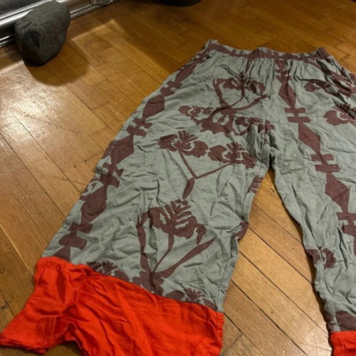 Boho pants Moutaki like new, soft cotton fabric, gray and red