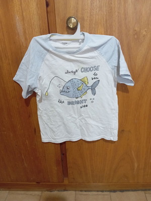Sinsay Kids' Short-Sleeve T-Shirt 128 cm, like new, white with blue fish print