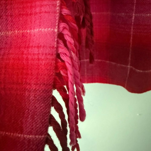Escada Sport wool checked skirt used in red and fuchsia tones