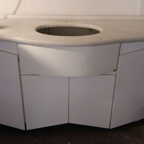 Bathroom furniture complete with sink and marble, used, Italian white lacquer