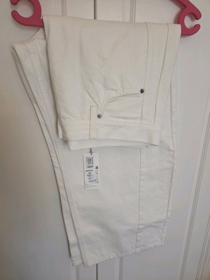 Λευκό τζην παντελόνι carrot Marks & Spencer αφόρετο, μέγεθος XXL
