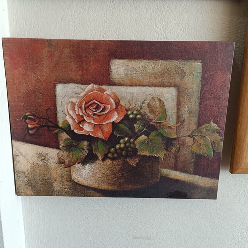 Decorative canvas painting with rose theme used, 35×45 cm