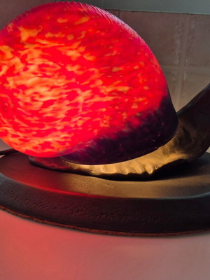 Murano glass table lamp on cast iron base, like new