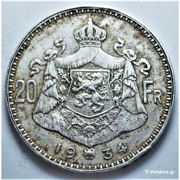  xeno lot 90 / Belgium 20 francs, 1934  'ALBERT KONING DER BELGEN' & Leopold III Belgium 20 francs, 1935.