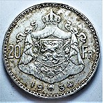  ΞΕΝΟ ΛΟΤ 90 / Belgium 20 francs, 1934  'ALBERT KONING DER BELGEN' & Leopold III Belgium 20 francs, 1935.