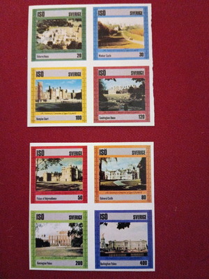 Swedish stamps new, 2 unsealed sets featuring castles