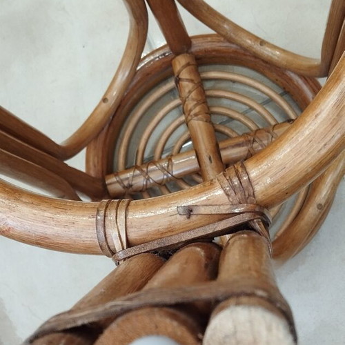Bamboo Flower Stand stool like new, boho chic decor