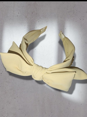 Headband with bow like new, beige with decorative chains