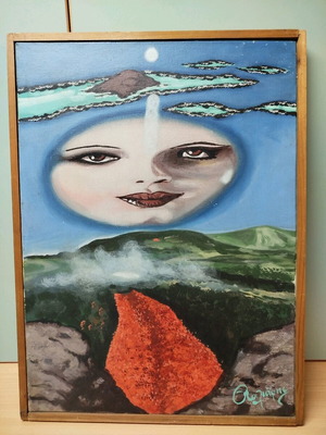 Алегорична картина "Пристанищата на небето" от Х. Койлярис 1983, 43x57