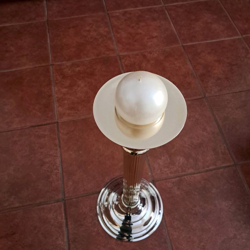 Candlestick used silver 63 cm height with candle