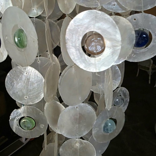 Ceiling light like new with mother of pearl and colorful glass