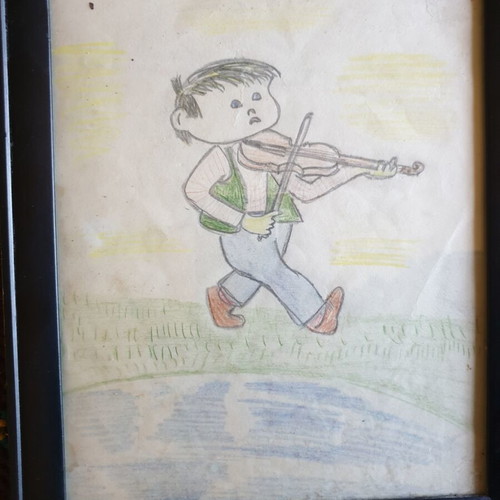 Small painting boy with violin used