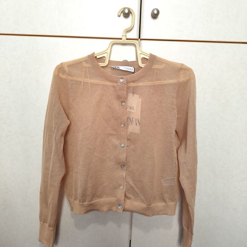 Zara short cardigan new, beige, see through, size S
