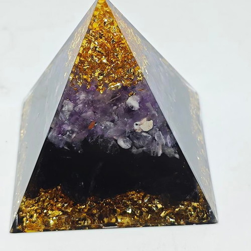Amethyst Orgone Pyramid with Eye of Horus, like new