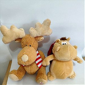 2x Χριστουγεννιάτικα Λούτρινα Kinder Εκπληξη - Happy Hippo Ιπποπόταμος & Τάρανδος
