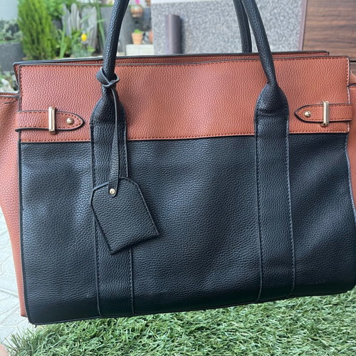 Justeab women's shoulder bag like new, natural leather, black and brown