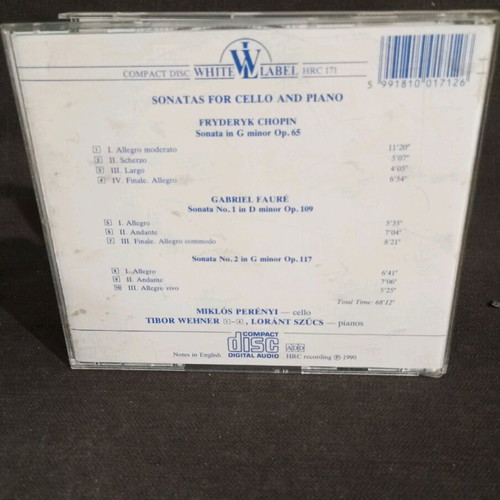 Chopin Faure Sonatas for cello and piano like new