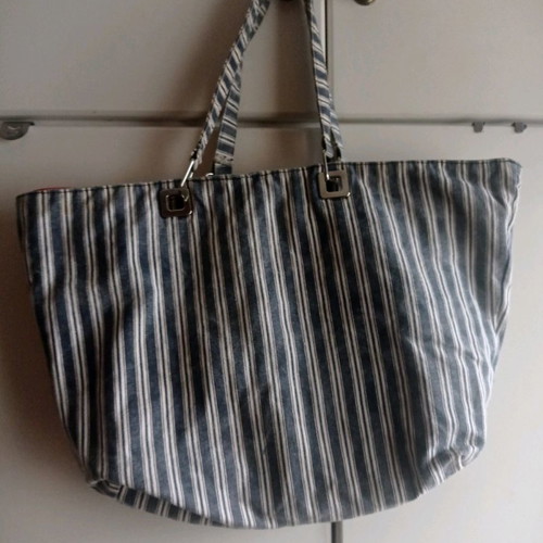 striped fabric bag