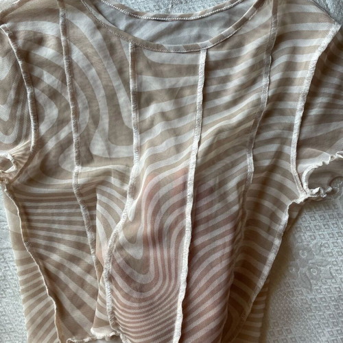 Cream semi-transparent top like new, size S, white and beige