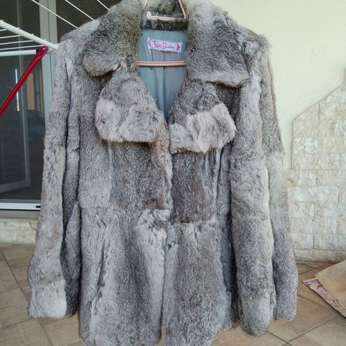 Women's natural rabbit fur used, medium size, gray shades