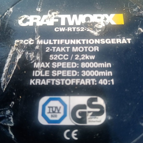 Craftworx CW-RT52-2 Multifunction Petrol Brush Cutter like new with accessories