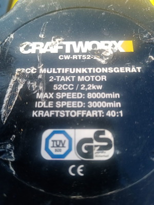 Craftworx CW-RT52-2 Multifunction Petrol Brush Cutter like new with accessories