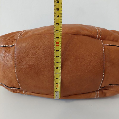 Kem leather women's crossbody bag, medium size, brown orange
