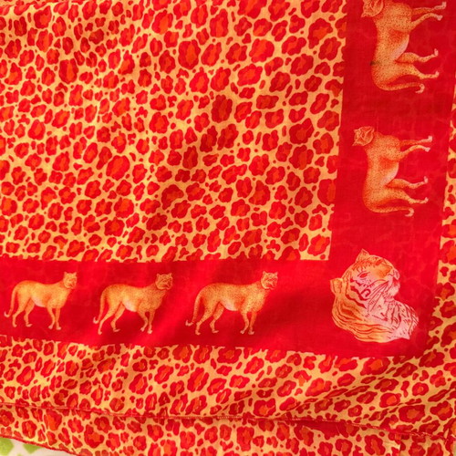 Transparent animal print pareo like new, orange and yellow