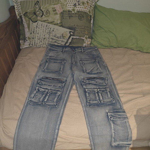 Men's elastic cargo jeans new, streetwear style