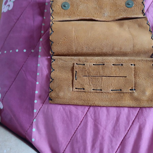 Suede leather cigarette case unused handmade