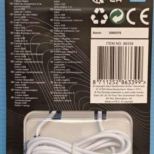 Grundig USB to Micro USB cables pack of 4 new, 1 meter