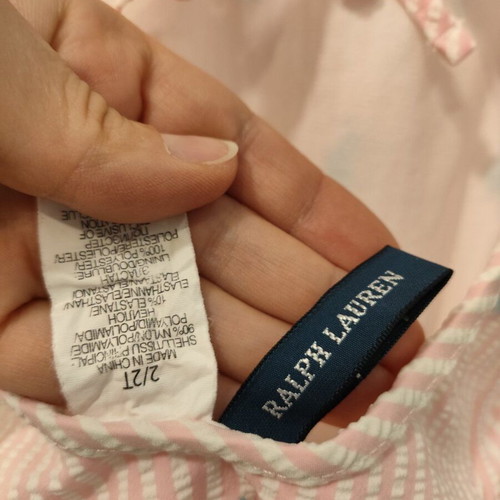 Ralph Lauren children's one-piece swimsuit, pink and white stripes