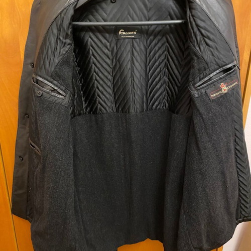Gallotti leather men's half coat used, black, size XL