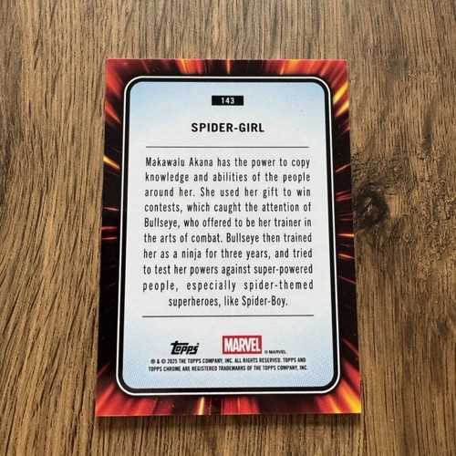 Topps 2025 Marvel Chrome Spider-Girl /25 Orange Refractor 1st Appearance