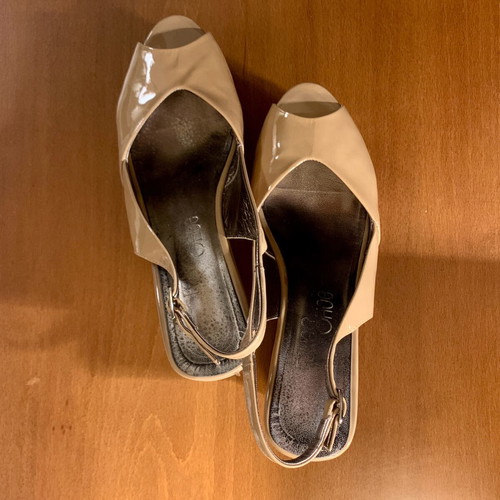 Feng Shoe peep toe platform sandals used, beige, size 40, high heel