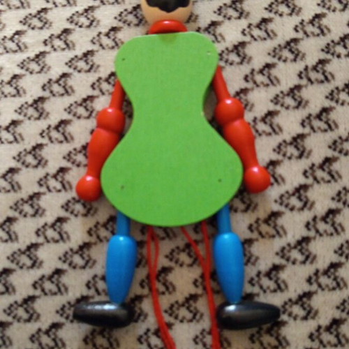 Wooden Marionette Clown with Scene New, Handmade Decorative Toy