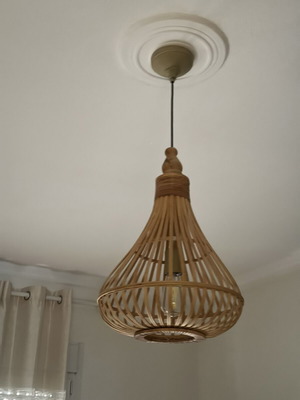 Ceiling light in bamboo and wood, brown beige tones