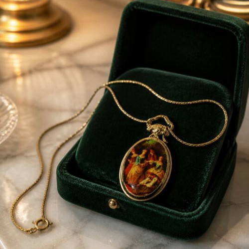 Vintage Gamundia Wind-Up Pocket Watch Pendant used, gold color