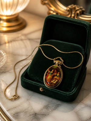 Vintage Gamundia Wind-Up Pocket Watch Pendant used, gold color