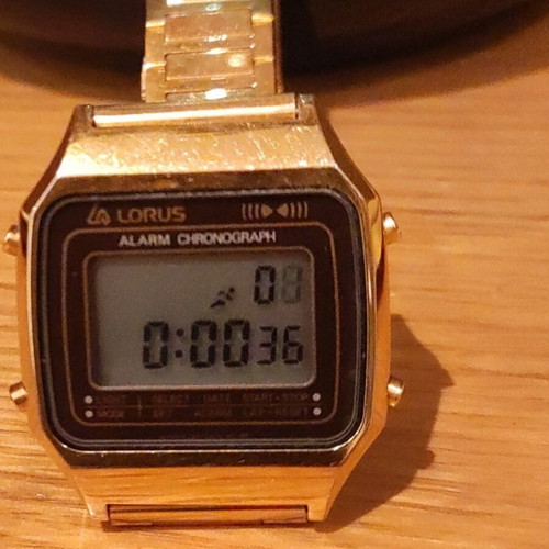 Lorus Alarm Chronograph watch used with FS bracelet brown and gold